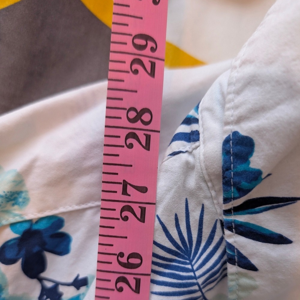 Denim & Flower Ricky Singh Mens XL White Blue Tropical Floral Button Down Shirt - Picture 5 of 6